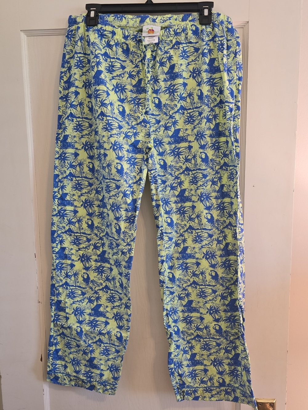 Margaritaville Lime Green and Royal Blue Tropical Print Lounge Pants
